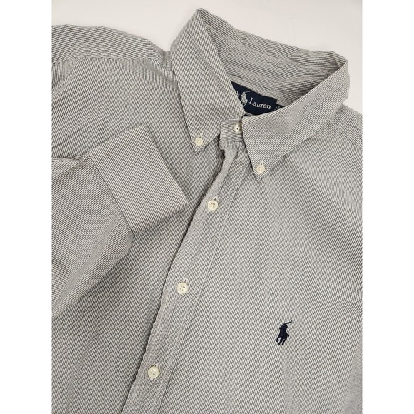 VTG‎ Ralph Lauren Shirt Men's 16.5 Gray Long Sleeve Check Button Down Yarmouth - Picture 1 of 7